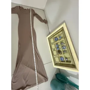 Abercrombie Ribbed Tan Long Sleeve A&F Soft Lounge Collection Maxi Dress S thumbnail 5
