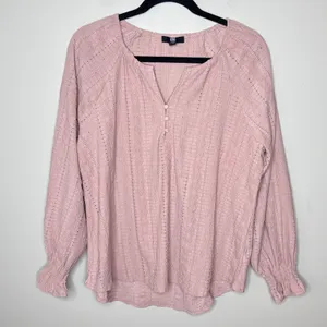 Frye Women's Textured Peasant Dusty Rose Top Aztec Pattern‎ Blouse Medium Boho thumbnail 3