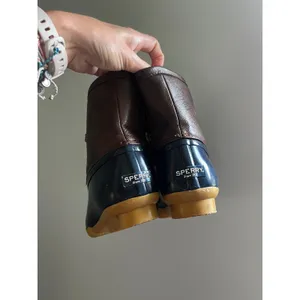 Sperry Saltwater Duck Boots Navy Brown Side Zip Womens 5 / 37 Rain Snow Gorpcore thumbnail 5