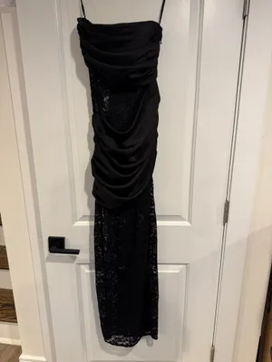 Club L London Black Lace And Satin Bandeau Maxi Dress US 2 NWT Coquette LBD thumbnail 3