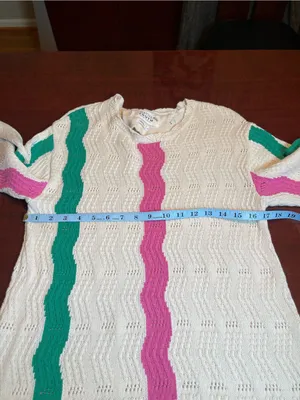 Free People Native Youth Wave Knit Crochet Cover-Up Ivory combo Sz S Coastal thumbnail 7