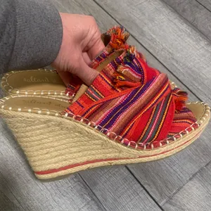Altar’d State Colorful Woven Espadrille Wedge Sandals Strappy Boho thumbnail 3
