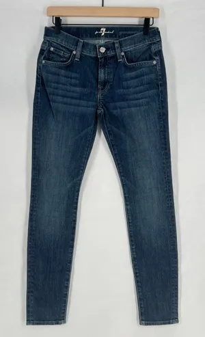 7 For All‎ Mankind Gwenevere Skinny Jeans Womens 27 Blue Denim Stretch Mid Rise thumbnail 1