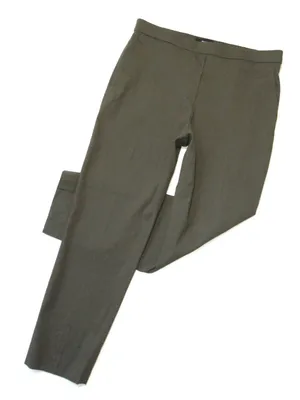 NWT Theory Treeca Pull On in Dark Olive Eco Crunch Linen Stretch Crop Pants 6 thumbnail 3