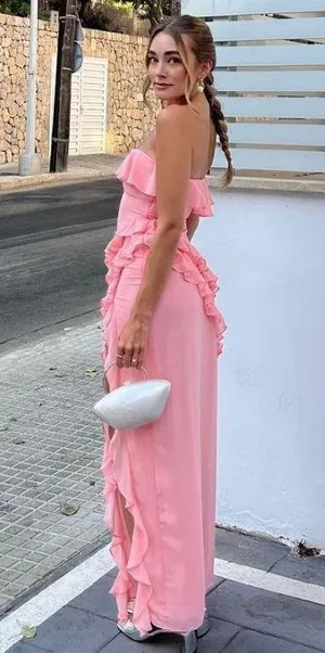 House Of CB 'Sarina' Apricot Ruffle Maxi Dress. Size Large thumbnail 3