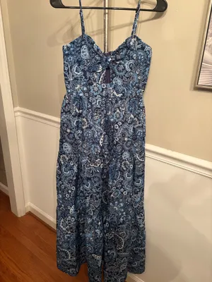 Trixxi Blue Paisley Tie-Front Maxi Dress with Spaghetti Straps thumbnail 2