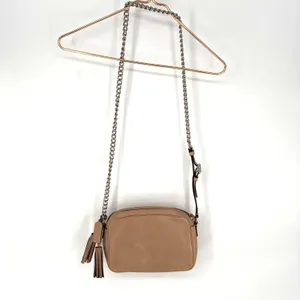 Coach Legacy Flight Bag Crossbody Tan Leather Chain Strap Tassel Purse thumbnail 3