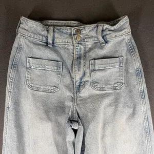 Old Navy Extra High-Rise Sky-Hi Wide Leg Jeans Womens 0 Blue Light Stretch Denim thumbnail 7