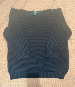 Ralph Lauren women’s boat neck 3/4 sleeve chunky knit sweater thumbnail 1
