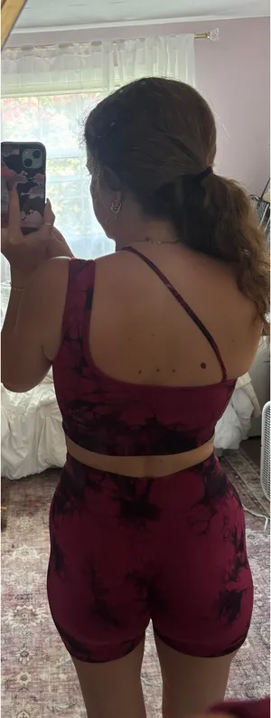 Active Workout Gym Matching Set Top and Bottom Red Size XS thumbnail 3