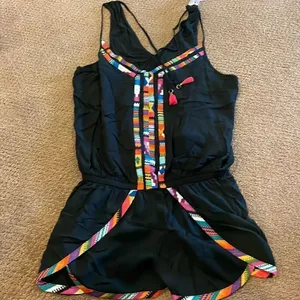 Nanette Lepore Women’s Black & Colorful Shorts Romper thumbnail 1