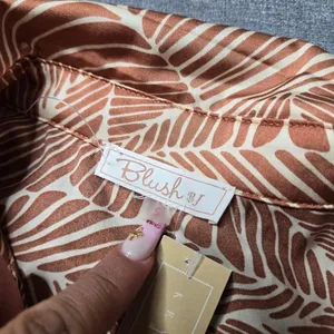 Blush Brown‎ Satin Button-Up Top thumbnail 4