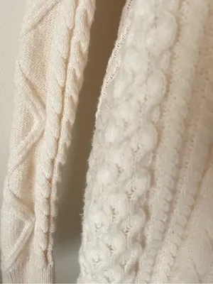 Aelfric Eden Chunky Cable Knit Oversized Fisherman Sweater Cream Medium thumbnail 5