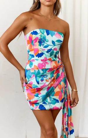 HELLO MOLLY Mint/Pink Happiness Strapless Mini Dress thumbnail 2