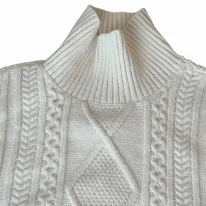 Vero Moda Women’s Sleeveless Cable Knit Sweater Turtleneck Cream Color Large thumbnail 2