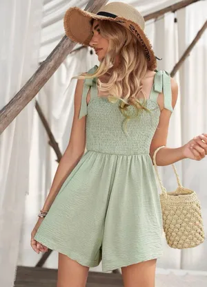 Boutique NWT  Sage Knot Shoulder Shirred Bodice Slip Romper thumbnail 3