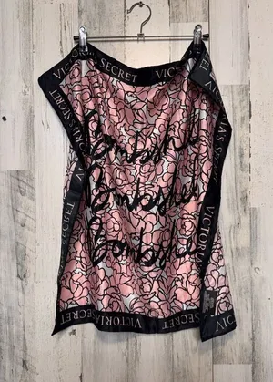 Victoria’s Secret Bombshell Floral Satin Square Scarf Pink & Black 25" thumbnail 1