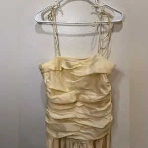 Zara ZW‎ Collection Drape Midi Yellow Dress Size L thumbnail 3
