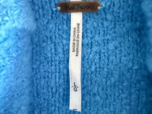 Free People Stormy Pullover Sweater Blue Cowl Neck Fuzzy Large thumbnail 6