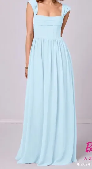 Azazie Sky Blue A-Line Corset Chiffon Dress (Barbie Collection) thumbnail 1