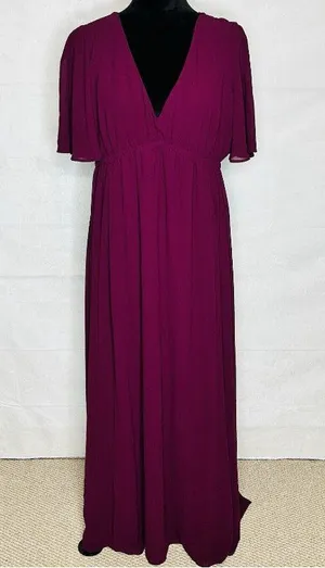 Show Me Your Mumu Emily Empire Merlot Purple Maroon Chiffon Maxi Dress Sz XL thumbnail 1