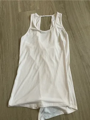 Athleta White Racerback Tank - Stretch Cotton Blend thumbnail 1