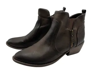Guess Brown Ankle Booties Heel Side Zip Western Womens Size‎ 7.5M thumbnail 1
