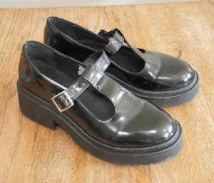 Steve Madden Women's Size‎ 8.5 Black Patent Platform Mary Jane Lug Sole Shoes thumbnail 1