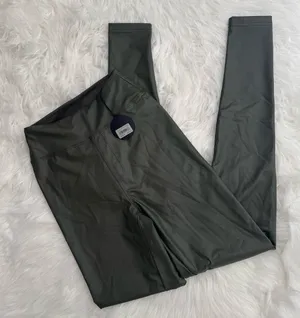 OFFLINE by Aerie Faux Leather High-Waisted Leggings Olive Green Size XS thumbnail 1