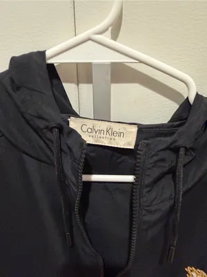 Calvin Klein Black Hooded Zip Windbreaker with added Gold Crest Patch used thumbnail 4