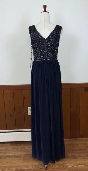 Stunning New Adrianna Papell Beaded Bodice Chiffon Mother of the Bride Gown! thumbnail 5