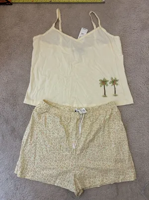 Charter Club Intimates 2pc PJ Set Womens Cami + Shorts Jungle Ditsy Pattern L thumbnail 1