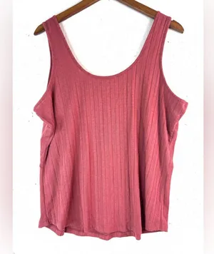 Maurices XL Y2K Ribbed Button Detail Crop Tank Too in Mauve Pink Tank Top thumbnail 2
