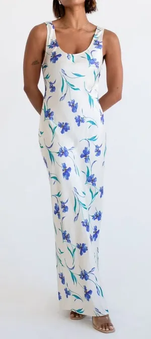 Rumored Satin Maxi dress Blue thumbnail 1