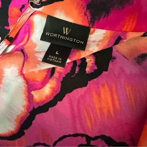 Worthington Floral Print Multicolored Sleeveless Blouse Size‎ Large thumbnail 11