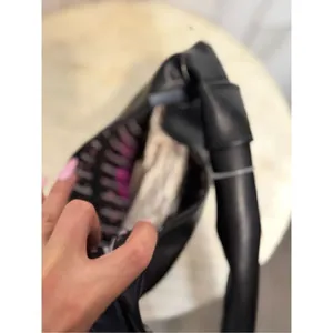 Betsey Johnson Black Faux Leather Shoulder Bag | Soft Hobo Purse with Kiss Print thumbnail 5