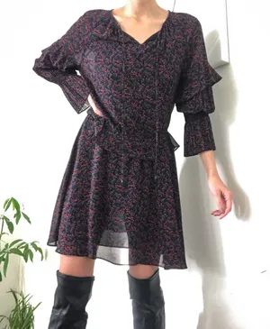 Revolve Holiday Print Ruffle Cinch Waist Mini Drszz thumbnail 2