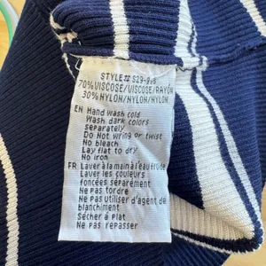 NWT Revamped Striped Ribbed Knit Bodycon Dress Navy Grey White Square Neck Med thumbnail 5