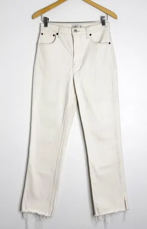 Abercrombie & Fitch 90s Straight Ultra High Rise Jeans Size 6/28 Cream thumbnail 1