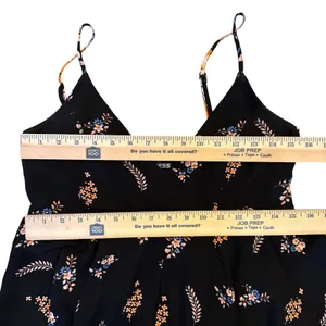 Express Small Black Asymmetrical Spaghetti-Strap Dress Floral Smocked Swing thumbnail 12