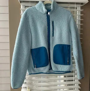 Light blue fleece color block jacket Size M thumbnail 2