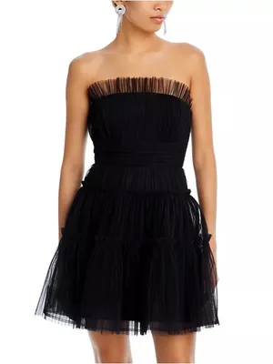 Classic Strapless Black Tulle Cocktail Dress S thumbnail 8