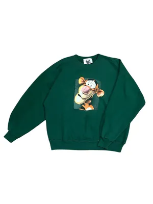 Vintage Disney World Winnie the Pooh Tigger Deep Green Crewneck Sweatshirt Sz XL thumbnail 2