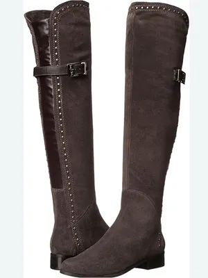 Women's Flat Over The Knee Boots Suede Platform Thigh High Boots Rivet festival thumbnail 2