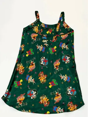 Vintage 1997 Looney Tunes Christmas Satin Nightgown Chemise S thumbnail 3