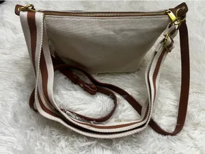Free Assembly Canvas Crossbody Bag Cream Brown Two Straps NWT FA261121-CVS thumbnail 1