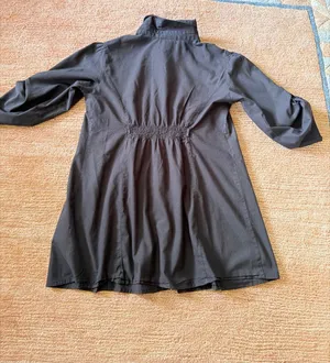 Oh Mamma Black Cotton Smocked Waist Button Front Tunic Shirt Size L thumbnail 7