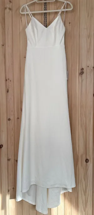 NWT Lulus Feeling of Forever White Sleeveless Mermaid Maxi Dress Wedding Bride M thumbnail 1