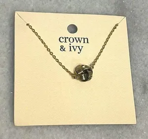Crown & Ivy necklace Love knot gold tone jewelry New OS thumbnail 1
