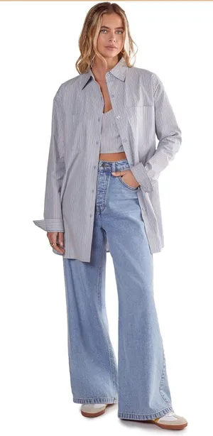 Nasty Gal Oversized Shirt + Bralette Set thumbnail 1